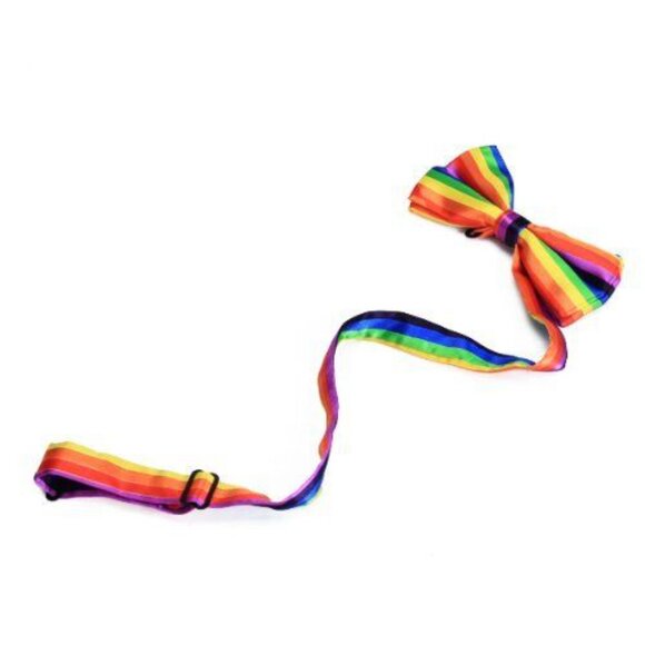 New Rainbow Gay Pride Adjustable Bow Tie Men Boy - Picture 4 of 5